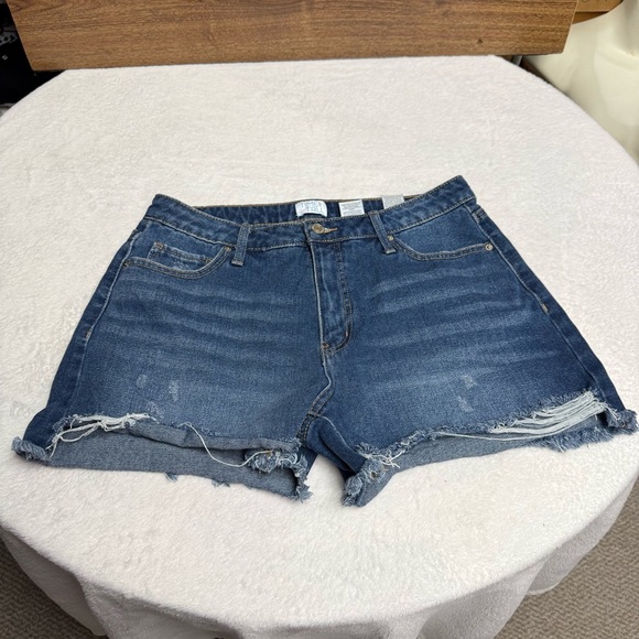 Time & Tru size 10 Blue Distressed Women's Jean Shorts - Picture 2 of 8